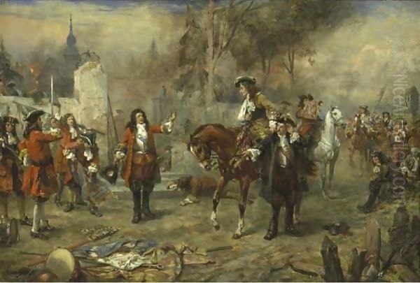 Meeting Of The Duke Of Marlborough And Prince Eugene After Blenheim Oil Painting by Robert Alexander Hillingford