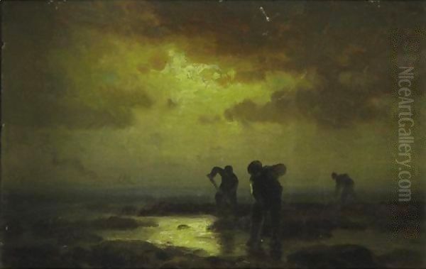 Clam Diggers Oil Painting by Edward Moran