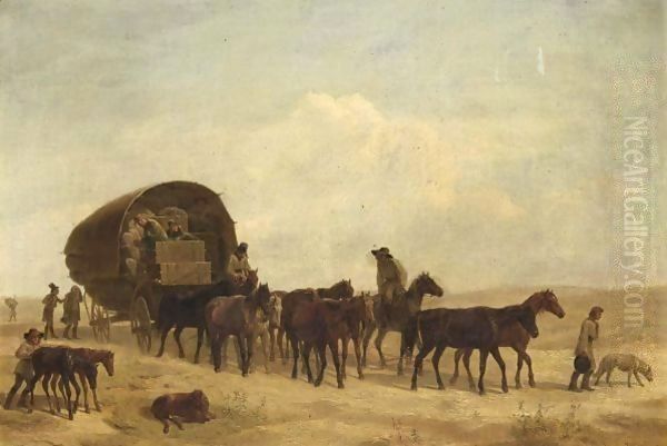 The Caravan Oil Painting by Johann Erdmann Gottlieb Prestel