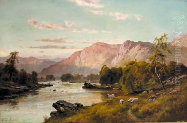 The Evening Glow, Flowing To Vennachar Oil Painting by Alfred de Breanski