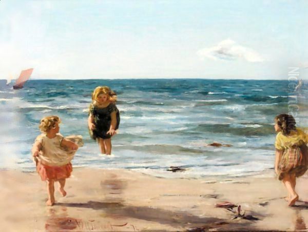 At Play Oil Painting by William McTaggart