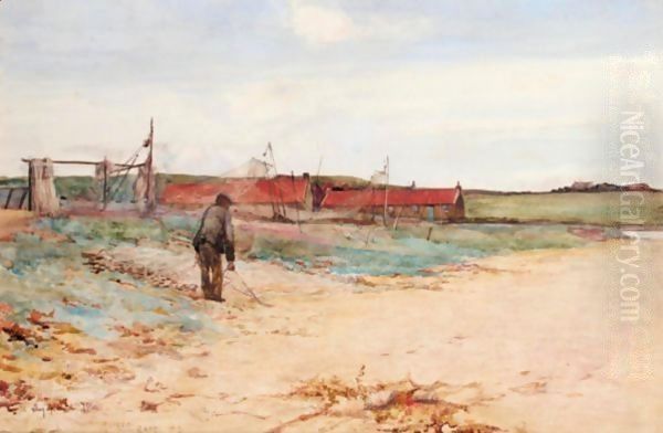 A Salmon Fishing Station On The Scottish Coast Oil Painting by Sir Alfred East