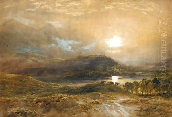 River Landscape With Cattle Oil Painting by Samuel Bough