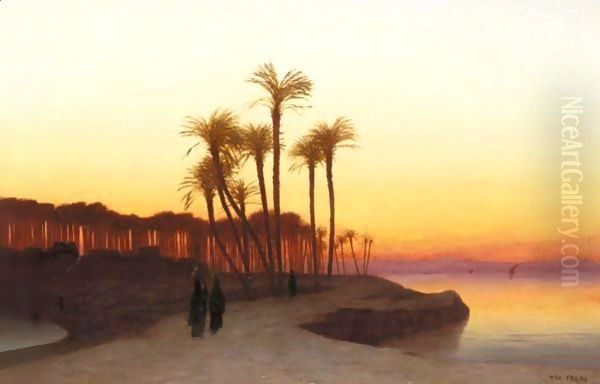 Evening On The Nile Oil Painting by Charles Theodore Frere