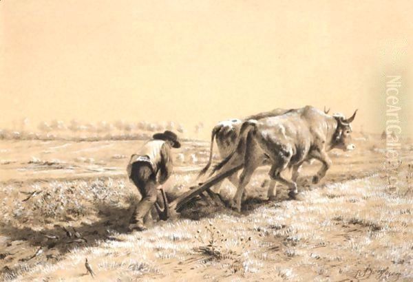 Ploughing Oil Painting by Rosa Bonheur