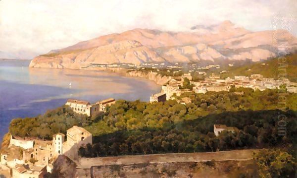 Mediterranean Town Oil Painting by Filiberto Petiti