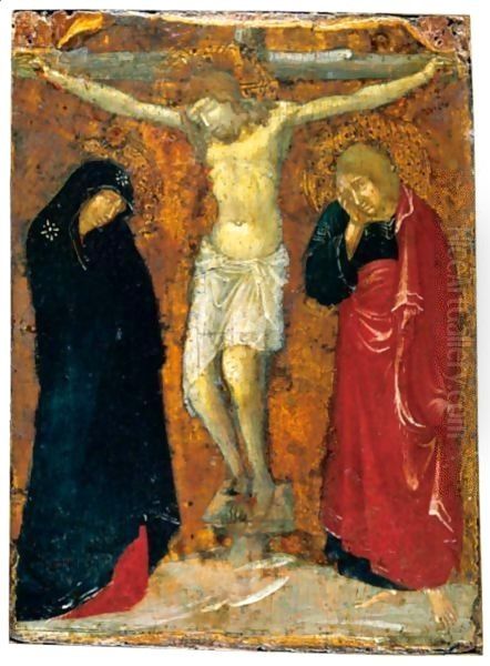 The Crucifixion With The Madonna And Saint John The Evangelist Oil Painting by Sienese School