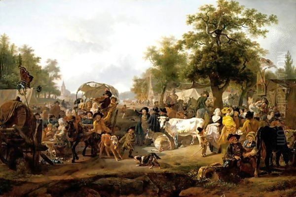 The Village Fair Oil Painting by Jean Louis (Marnette) De Marne