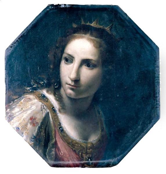 Head Of A Female Saint(), Possibly Saint Catherine Of Alexandria Oil Painting by Giovanni Martinelli