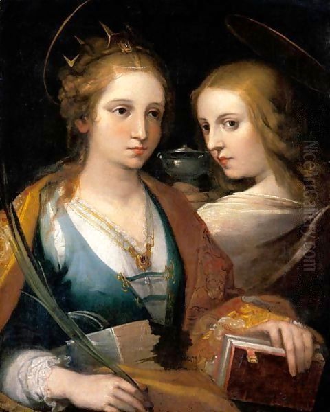 Saints Mary Magdalene And Catherine Oil Painting by Ventura Salimbeni