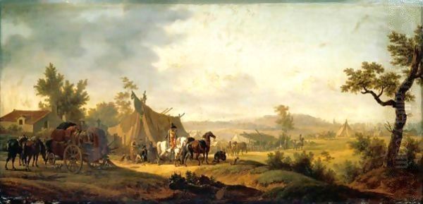 A Military Encampment In A Landscape Oil Painting by Joseph Swebach-Desfontaines