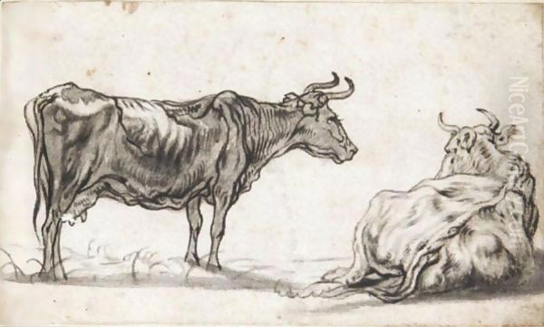 Study Of Two Cows Oil Painting by Aelbert Cuyp