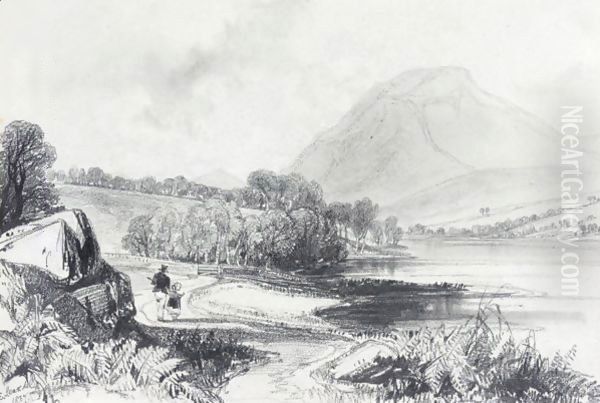 Loweswater Oil Painting by Edward Lear