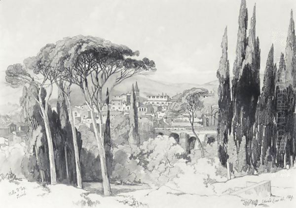 The Villa D'Este, Tivoli Oil Painting by Edward Lear