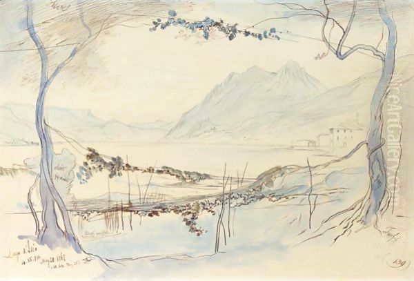 Lago D'Iseo, Italy Oil Painting by Edward Lear