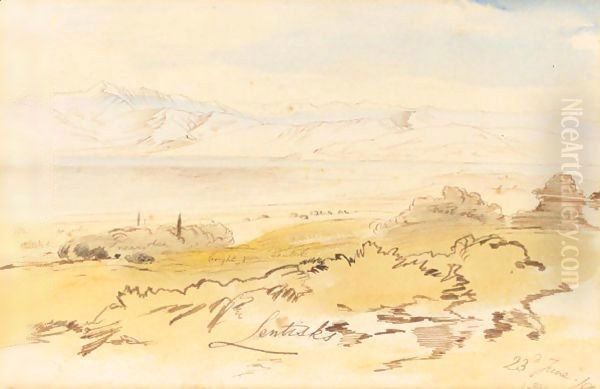 Smakieras, Corfu Oil Painting by Edward Lear