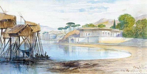 Old Houses On The Bosphorus Oil Painting by Edward Lear