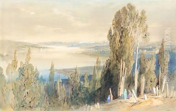 Constantinople From Ayoub Oil Painting by Edward Lear