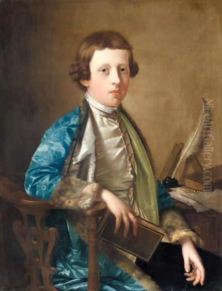 Portrait Of A Boy, Probably John Wolffe (1743-1758) Oil Painting by Giles Hussey