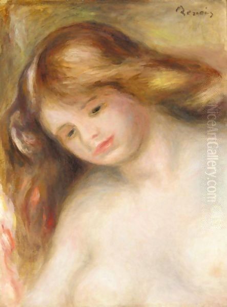 Jeune Femme Au Buste Nu Oil Painting by Pierre Auguste Renoir