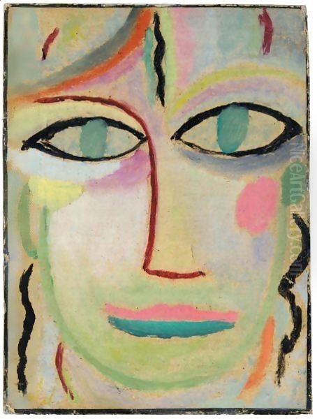 Frauenkopf (Head Of A Woman) Oil Painting by Alexei Jawlensky