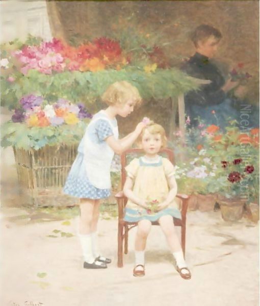 Adorning The Little Sister Oil Painting by Victor-Gabriel Gilbert