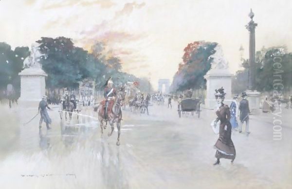 Les Champs Elysses Oil Painting by Georges Stein