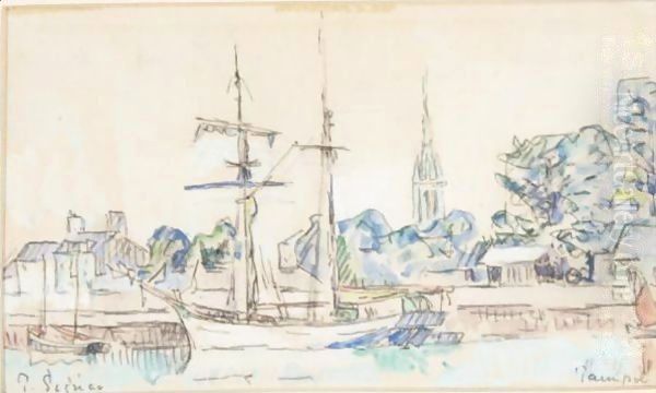 Sailboat At Dock, Paimpol Oil Painting by Paul Signac