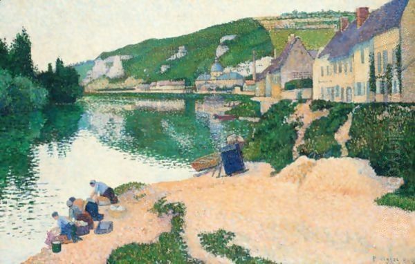 Les Andelys. Les Laveuses Oil Painting by Paul Signac