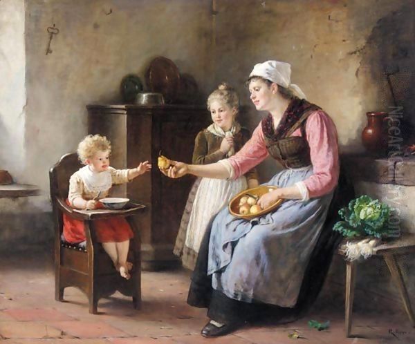 Die Birnenschalerin (Peeling Pears) Oil Painting by Rudolf Epp