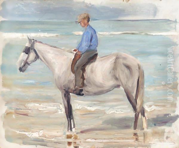 Reitender Knabe Am Meer (Boy Riding By The Sea) Oil Painting by Max Liebermann