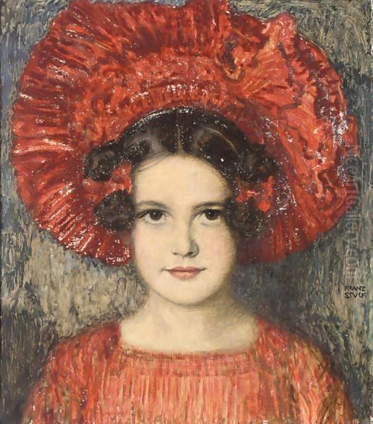 Portrait Of The Artist's Daughter Mary Oil Painting by Franz von Stuck