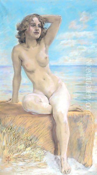 Weiblicher Akt (Female Nude) Oil Painting by Max Klinger