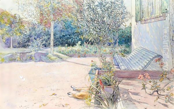 Min Gardsplan (My Backyard) Oil Painting by Carl Larsson