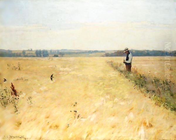 I Kornmarken (In The Cornfield) Oil Painting by Hans Anderson Brendekilde