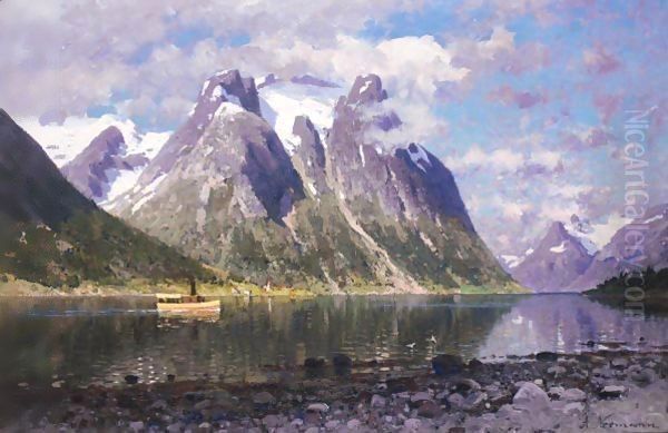 Saltenfjorden, Norge (The Saltenfjord, Norway) Oil Painting by Adelsteen Normann