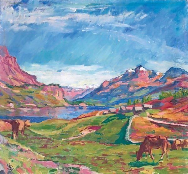 Blick Von Maloja Auf Den Silsersee, 1925 Oil Painting by Giovanni Giacometti