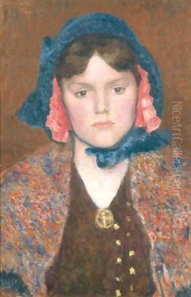 Girl With Shawl Oil Painting by Georges Lemmen