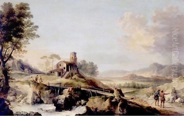 Pastoral Landscape With Figures Oil Painting by Francesco Foschi