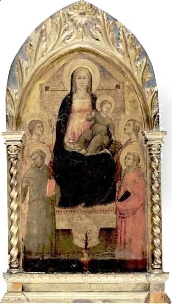 Madonna And Child With Saints Francis, Dorothy, Steven And A Young Male Saint Holding A Spear Oil Painting by Lorenzo Di Nicolo Di Martino