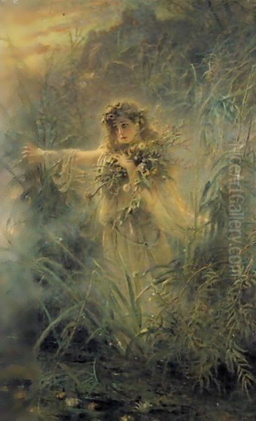 Ophelia 2 Oil Painting by Konstantin Egorovich Egorovich Makovsky