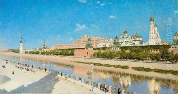 View Of The Moscow Kremlin Oil Painting by Vasili Vasilyevich Vereshchagin