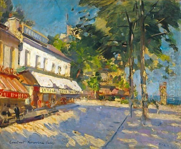 Street Scene, Nice Oil Painting by Konstantin Alexeievitch Korovin