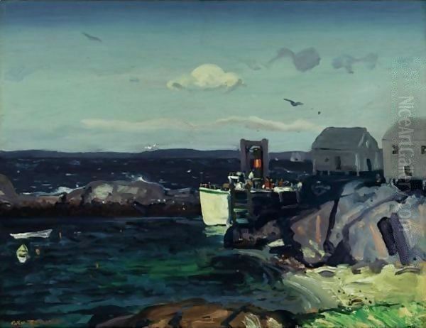 Boat Landing Oil Painting by George Wesley Bellows