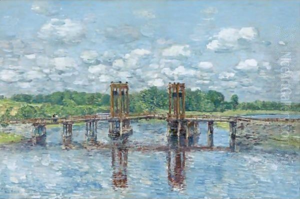 The Toll Bridge, New Hampshire, Near Exeter Oil Painting by Frederick Childe Hassam