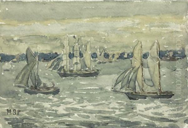 A Grey Day, Boston Harbor Oil Painting by Maurice Brazil Prendergast