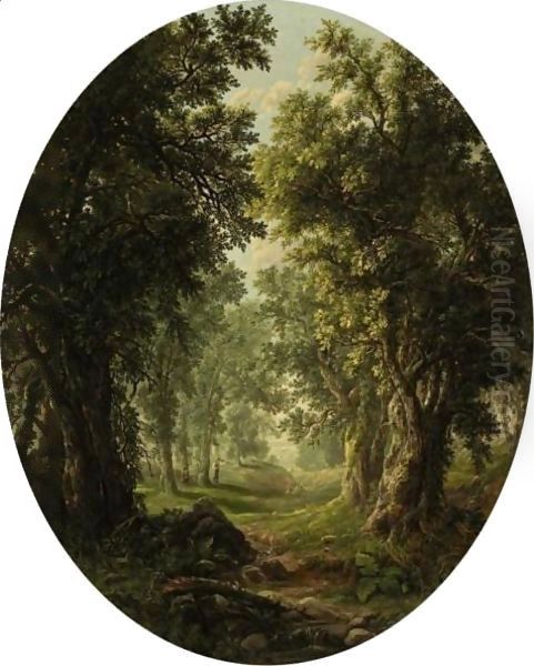 Hunting In The Newark Woods Oil Painting by William Mason Brown