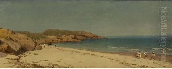 Along The Beach, Cape Ann, Massachusetts Oil Painting by Sanford Robinson Gifford