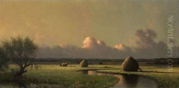 Sunny Day On The Marsh (Newburyport Meadows) Oil Painting by Martin Johnson Heade