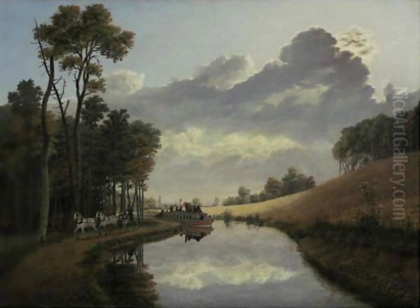 Pittsford On The Erie Canal Oil Painting by George Harvey